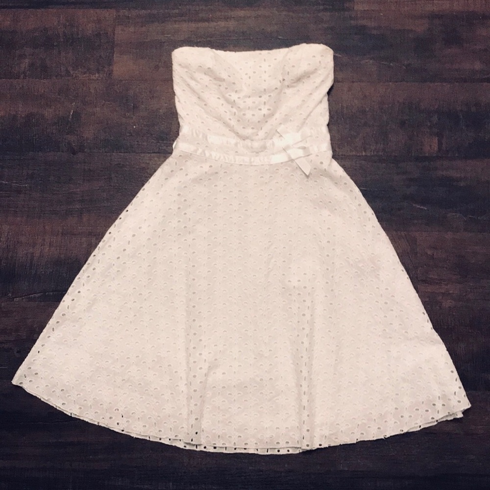 White Eyelet Dress with Ribbon Ties